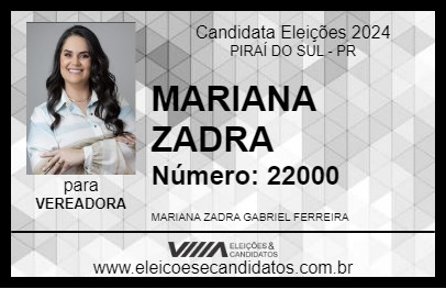 Candidato MARIANA ZADRA 2024 - PIRAÍ DO SUL - Eleições