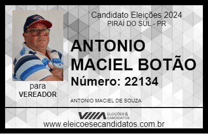 Candidato ANTONIO MACIEL BOTÃO 2024 - PIRAÍ DO SUL - Eleições