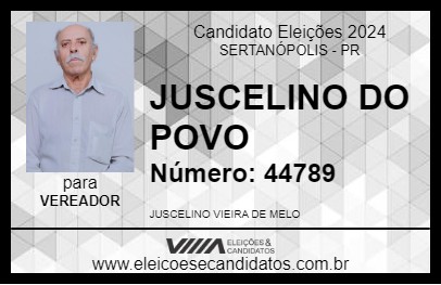 Candidato JUSCELINO DO POVO 2024 - SERTANÓPOLIS - Eleições