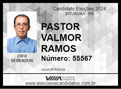 Candidato PASTOR VALMOR RAMOS 2024 - BITURUNA - Eleições