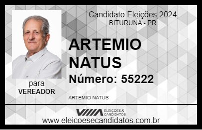 Candidato ARTEMIO NATUS 2024 - BITURUNA - Eleições