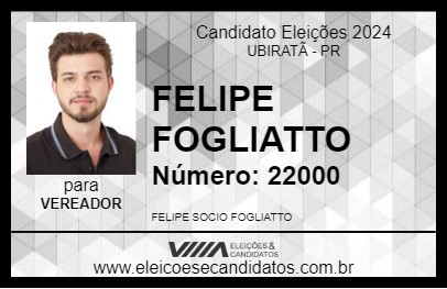 Candidato FELIPE FOGLIATTO 2024 - UBIRATÃ - Eleições