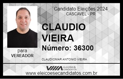 Candidato CLAUDIO VIEIRA 2024 - CASCAVEL - Eleições