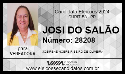 Candidato JOSI DO SALÃO 2024 - CURITIBA - Eleições