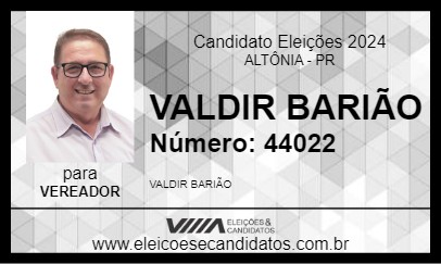 Candidato VALDIR BARIÃO 2024 - ALTÔNIA - Eleições