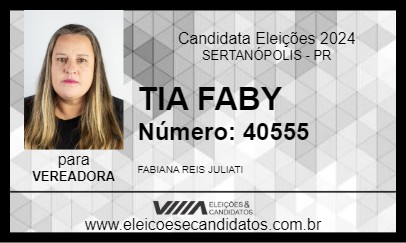 Candidato TIA FABY 2024 - SERTANÓPOLIS - Eleições