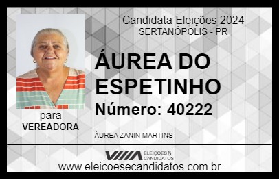 Candidato ÁUREA DO ESPETINHO 2024 - SERTANÓPOLIS - Eleições