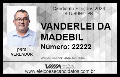 Candidato VANDERLEI DA MADEBIL 2024 - BITURUNA - Eleições