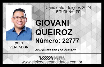 Candidato GIOVANI QUEIROZ 2024 - BITURUNA - Eleições