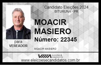 Candidato MOACIR MASIERO 2024 - BITURUNA - Eleições