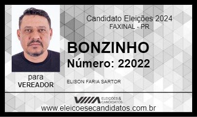 Candidato BONZINHO 2024 - FAXINAL - Eleições