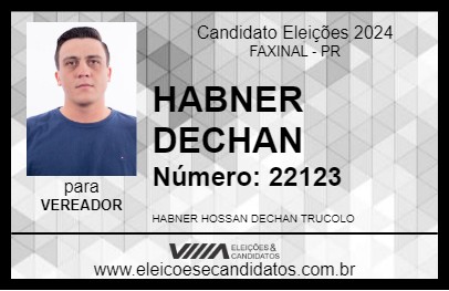 Candidato HABNER DECHAN 2024 - FAXINAL - Eleições