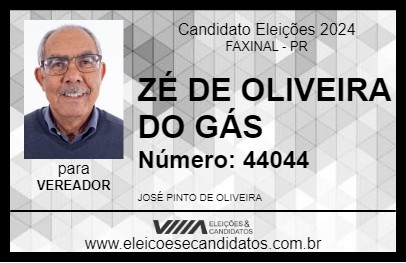 Candidato ZÉ DE OLIVEIRA DO GÁS 2024 - FAXINAL - Eleições