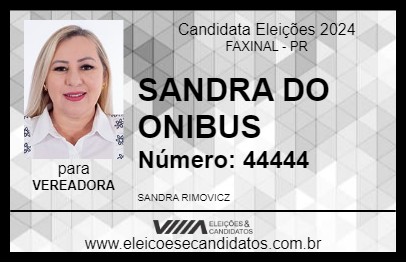 Candidato SANDRA DO ONIBUS 2024 - FAXINAL - Eleições