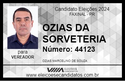 Candidato OZIAS DA SORVETERIA 2024 - FAXINAL - Eleições