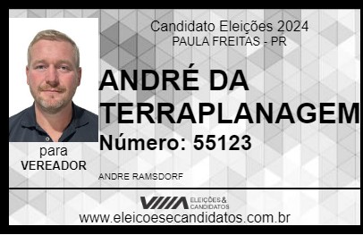 Candidato ANDRÉ DA TERRAPLANAGEM 2024 - PAULA FREITAS - Eleições