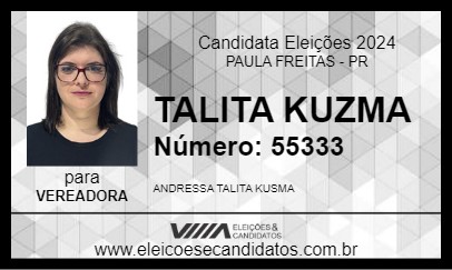 Candidato TALITA KUZMA 2024 - PAULA FREITAS - Eleições