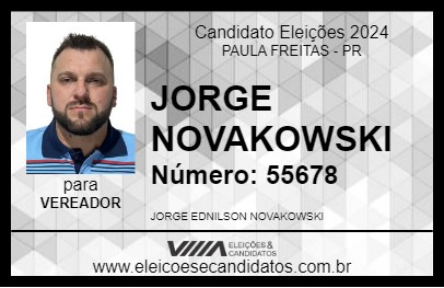 Candidato JORGE NOVAKOWSKI 2024 - PAULA FREITAS - Eleições