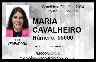 Candidato MARIA CAVALHEIRO 2024 - PAULA FREITAS - Eleições