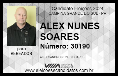 Candidato ALEX NUNES SOARES 2024 - CAMPINA GRANDE DO SUL - Eleições