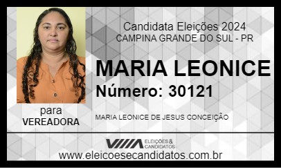 Candidato MARIA LEONICE 2024 - CAMPINA GRANDE DO SUL - Eleições