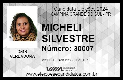 Candidato MICHELI SILVESTRE 2024 - CAMPINA GRANDE DO SUL - Eleições