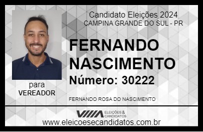 Candidato FERNANDO NASCIMENTO 2024 - CAMPINA GRANDE DO SUL - Eleições