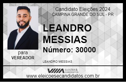 Candidato LEANDRO MESSIAS 2024 - CAMPINA GRANDE DO SUL - Eleições