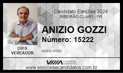 Candidato ANIZIO GOZZI 2024 - RIBEIRÃO CLARO - Eleições