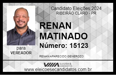 Candidato RENAN MATINADO 2024 - RIBEIRÃO CLARO - Eleições