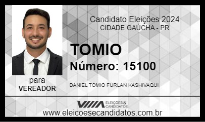 Candidato TOMIO 2024 - CIDADE GAÚCHA - Eleições