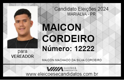 Candidato MAICON CORDEIRO 2024 - MARIALVA - Eleições