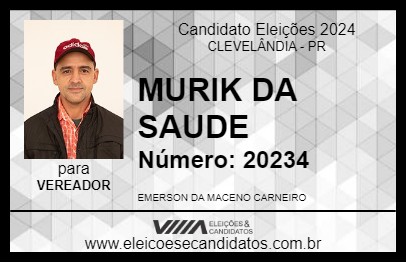 Candidato MURIK DA SAUDE 2024 - CLEVELÂNDIA - Eleições