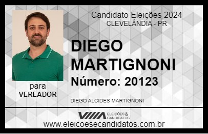 Candidato DIEGO  MARTIGNONI 2024 - CLEVELÂNDIA - Eleições