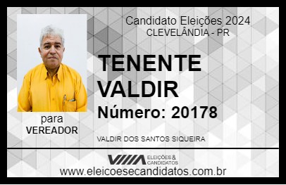 Candidato TENENTE VALDIR 2024 - CLEVELÂNDIA - Eleições