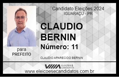 Candidato CLAUDIO BERNIN 2024 - IGUARAÇU - Eleições