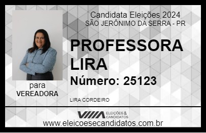 Candidato PROFESSORA LIRA 2024 - SÃO JERÔNIMO DA SERRA - Eleições