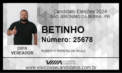 Candidato BETINHO 2024 - SÃO JERÔNIMO DA SERRA - Eleições