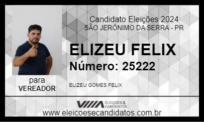 Candidato ELIZEU FELIX 2024 - SÃO JERÔNIMO DA SERRA - Eleições