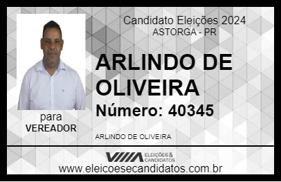 Candidato ARLINDO DE OLIVEIRA 2024 - ASTORGA - Eleições