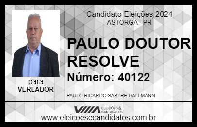 Candidato PAULO DOUTOR RESOLVE 2024 - ASTORGA - Eleições