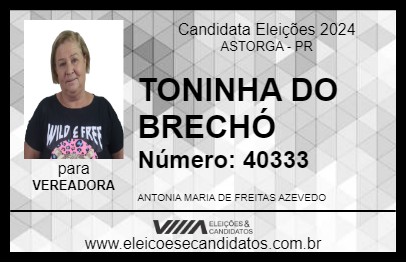 Candidato TONINHA DO BRECHÓ 2024 - ASTORGA - Eleições