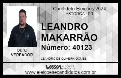 Candidato LEANDRO MAKARRÃO 2024 - ASTORGA - Eleições