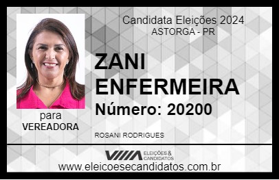 Candidato ZANI ENFERMEIRA 2024 - ASTORGA - Eleições