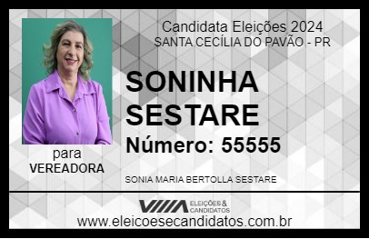 Candidato SONINHA SESTARE  2024 - SANTA CECÍLIA DO PAVÃO - Eleições