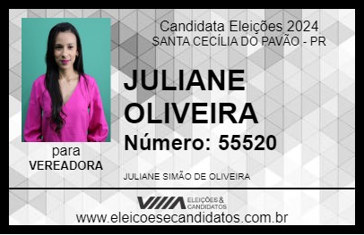 Candidato JULIANE OLIVEIRA 2024 - SANTA CECÍLIA DO PAVÃO - Eleições