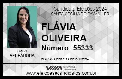 Candidato FLÁVIA OLIVEIRA 2024 - SANTA CECÍLIA DO PAVÃO - Eleições