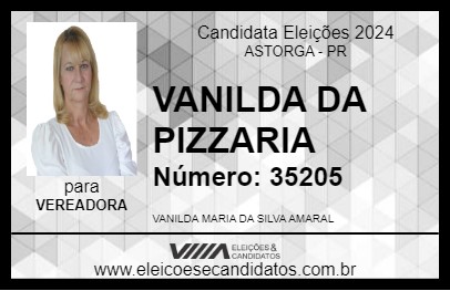 Candidato VANILDA DA PIZZARIA 2024 - ASTORGA - Eleições