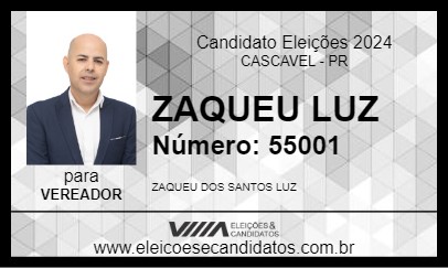 Candidato ZAQUEU LUZ  2024 - CASCAVEL - Eleições