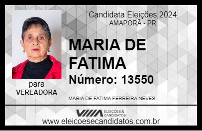 Candidato MARIA DE FATIMA 2024 - AMAPORÃ - Eleições